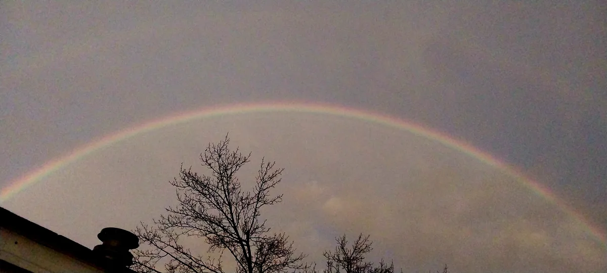 A Stunning Rainbow Spanning the Sky Right Outside My Home