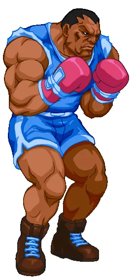 Five identical cartoon images of a muscular black male boxer in blue shorts and red gloves are arranged in a grid. Each…
