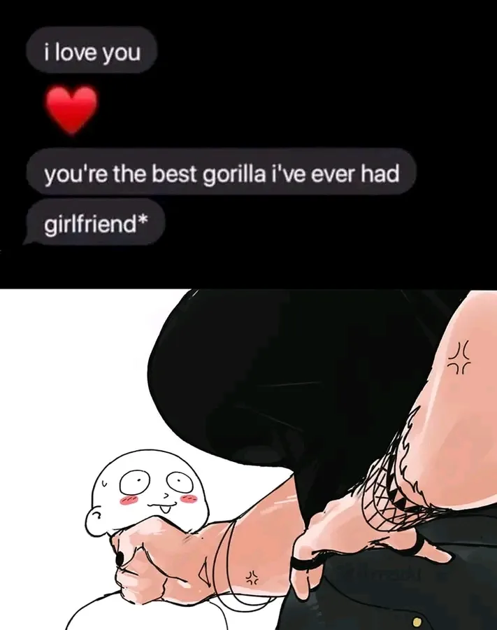 A meme image shows a text conversation where one person says 'i love you' with a heart emoji, and the other replies 'you're…
