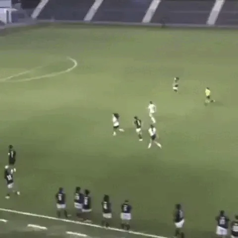 A six-panel soccer game montage shows a player in red dribbling past defenders, approaching the goal, and then taking a…
