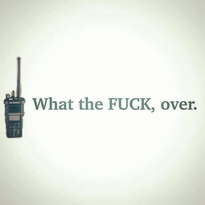 A black walkie-talkie is positioned on the left side of a plain, light-colored background. Centered to the right of the…