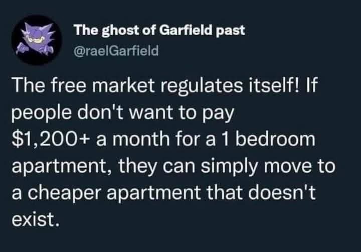 A screenshot of a tweet from a Twitter account named 'The ghost of Garfield past' with the handle @raelGarfield. The tweet…