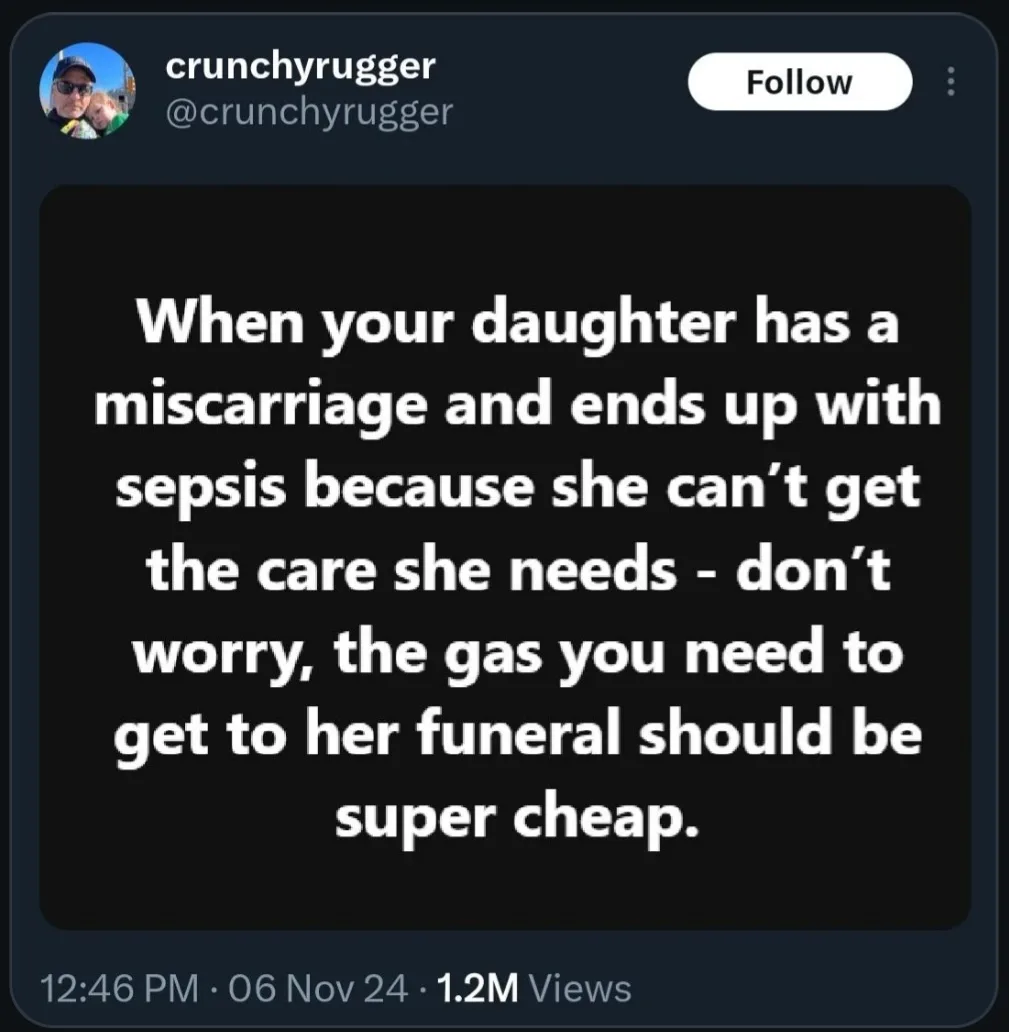 A screenshot of a tweet by user 'crunchyrugger' showing a black background with white text. The text reads: 'When your…