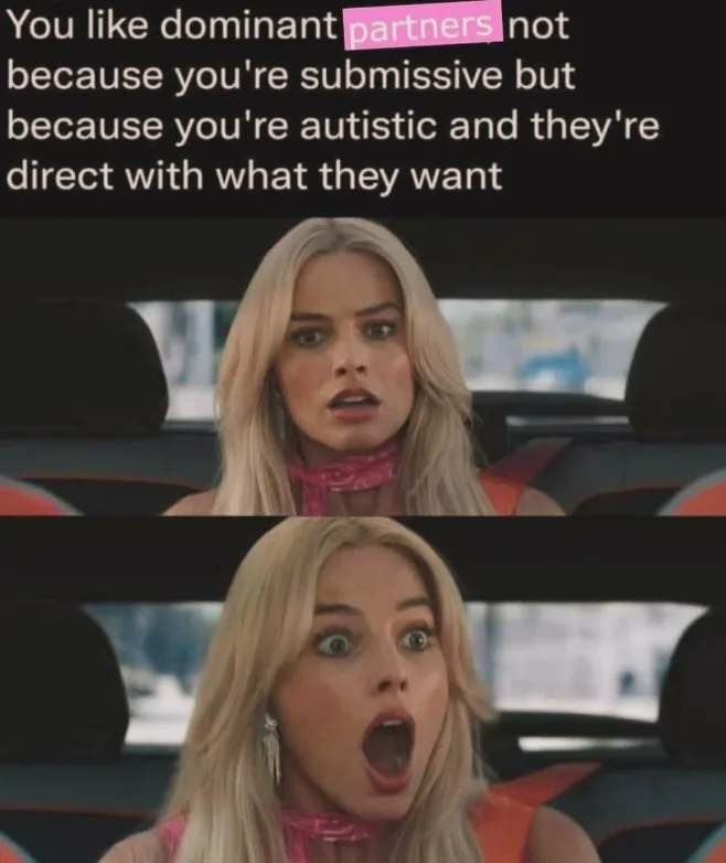 A two-panel meme featuring Margot Robbie as Harley Quinn from 'Birds of Prey' in a car. In the top panel, she has a…