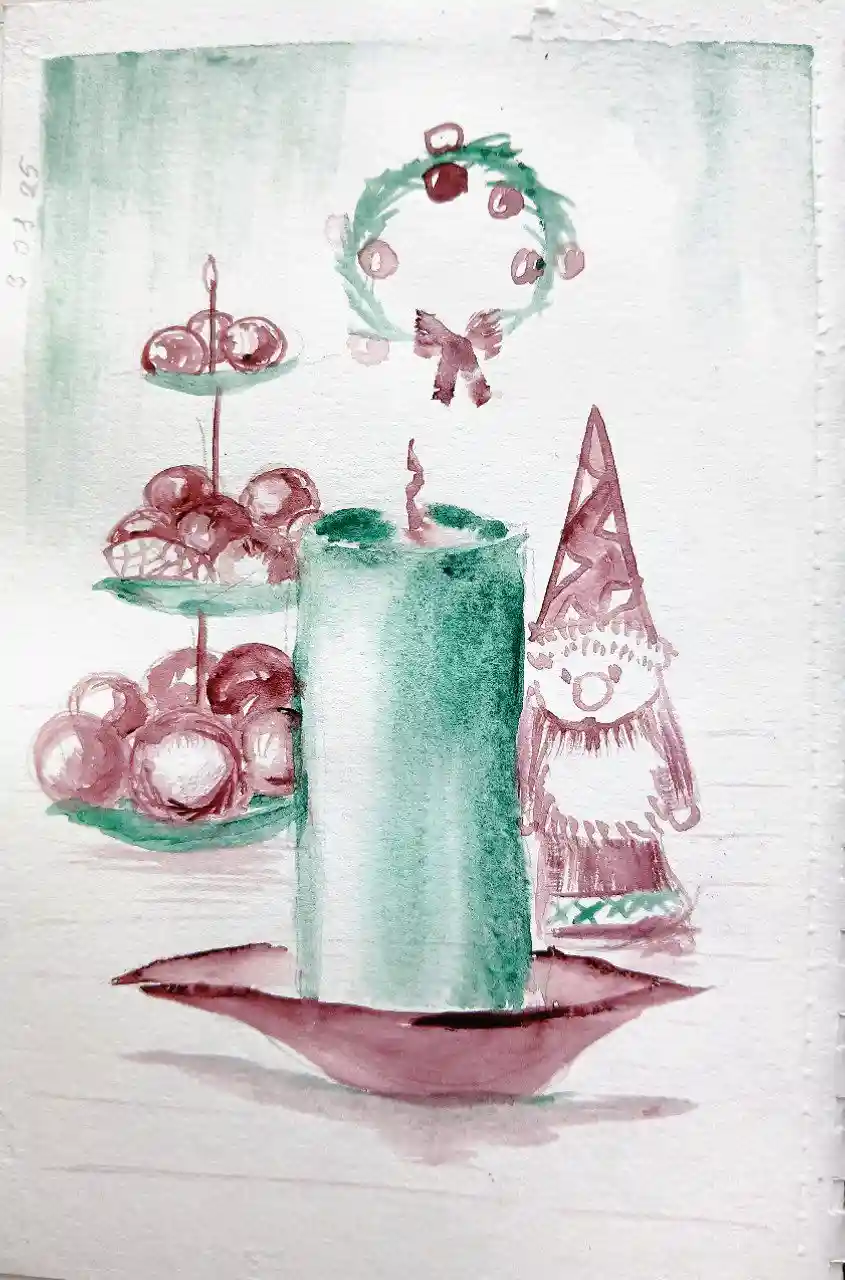 My Watercolor Masterpiece: A Festive Christmas Still Life