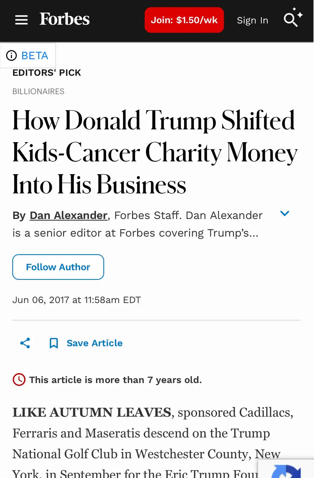 It's mind-blowing that anyone could think the guy who embezzled from a children's cancer charity is a good person.