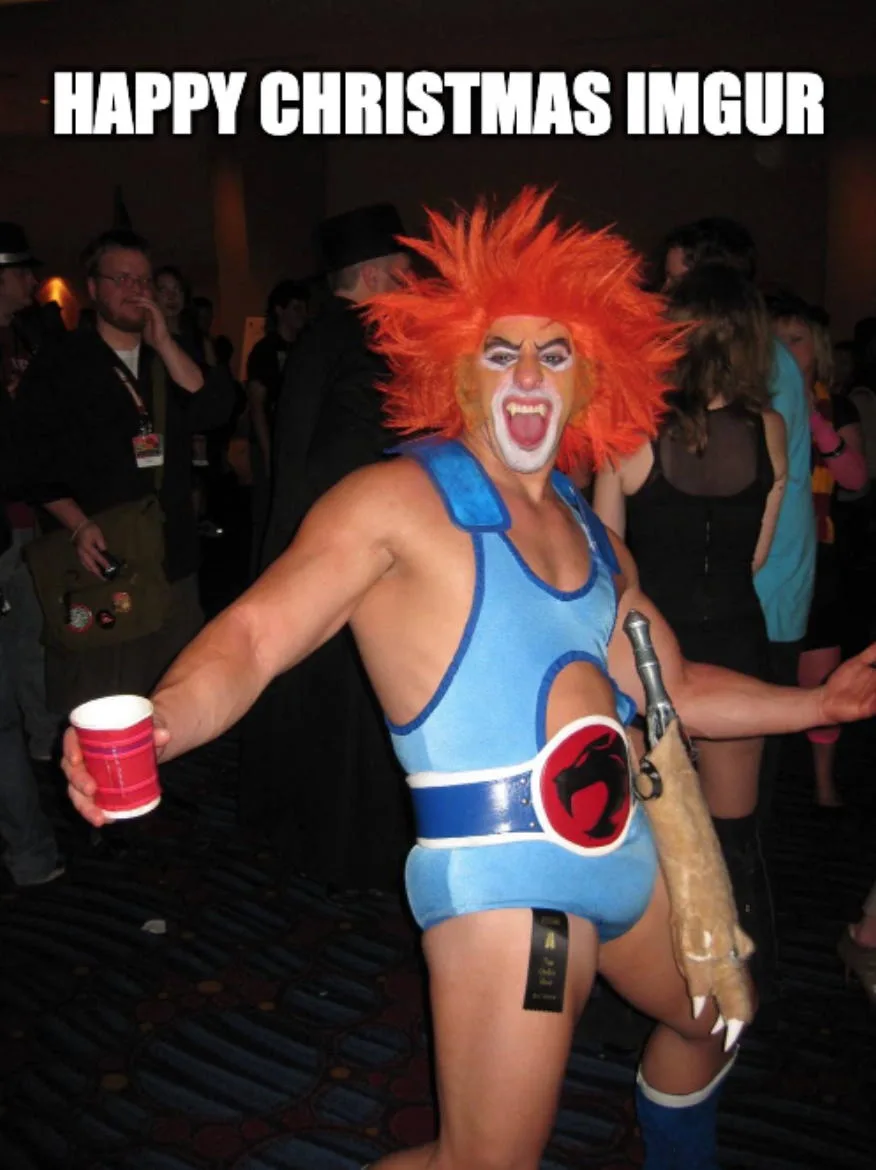 A person in a full-body costume resembling the character 'He-Man' from the Masters of the Universe franchise, complete with…