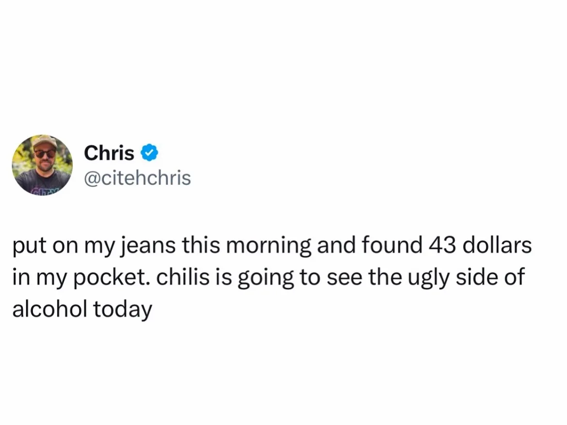 A screenshot of a tweet from verified user Chris (@citehchris) showing a man in a cap and sunglasses. The tweet text reads…