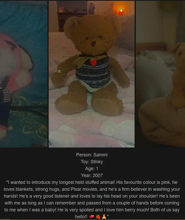 A collage of three images showing different stuffed animals, with the central image being a brown teddy bear wearing a…