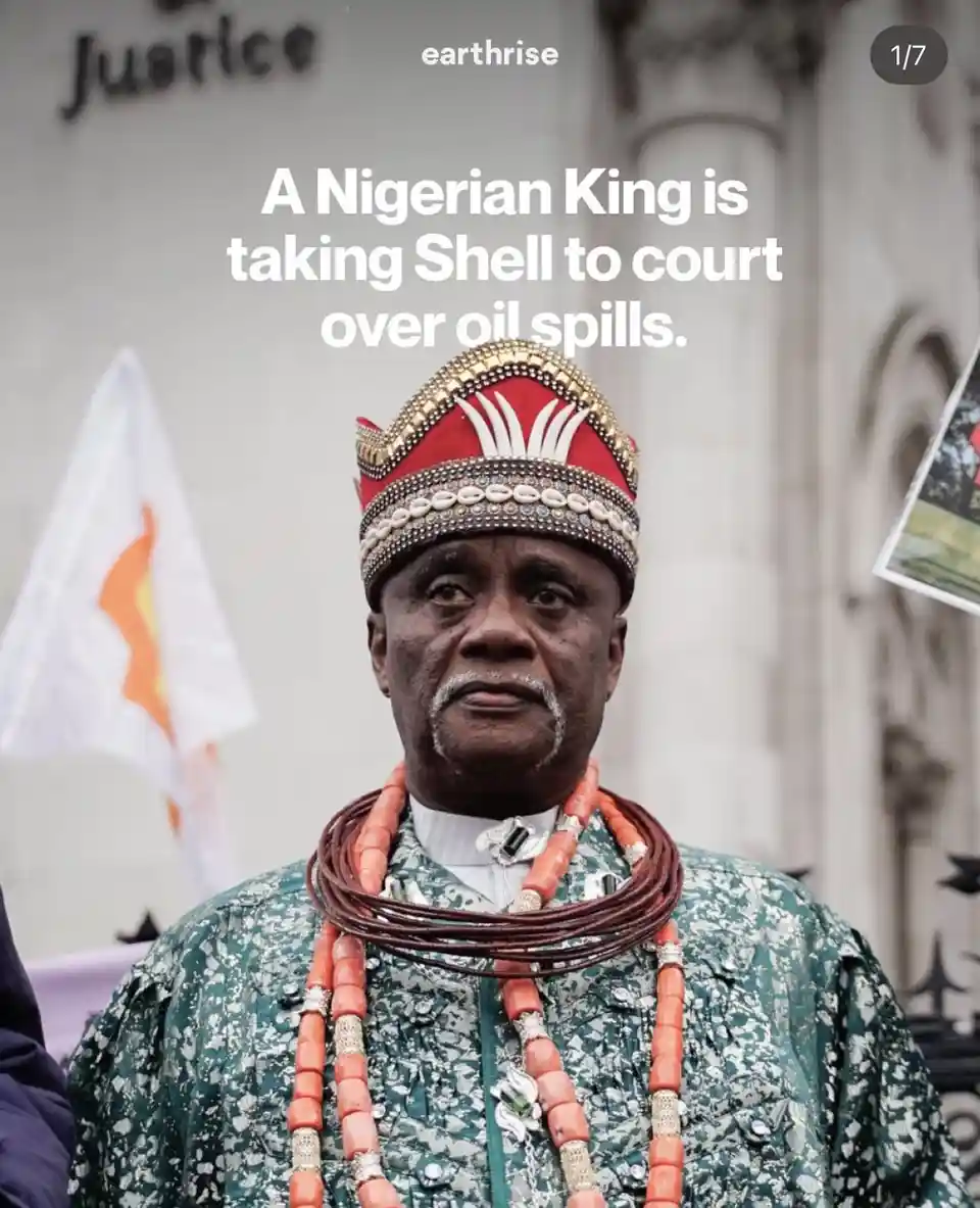 A man wearing traditional Nigerian royal attire, including a red and gold beaded crown and multiple coral bead necklaces…