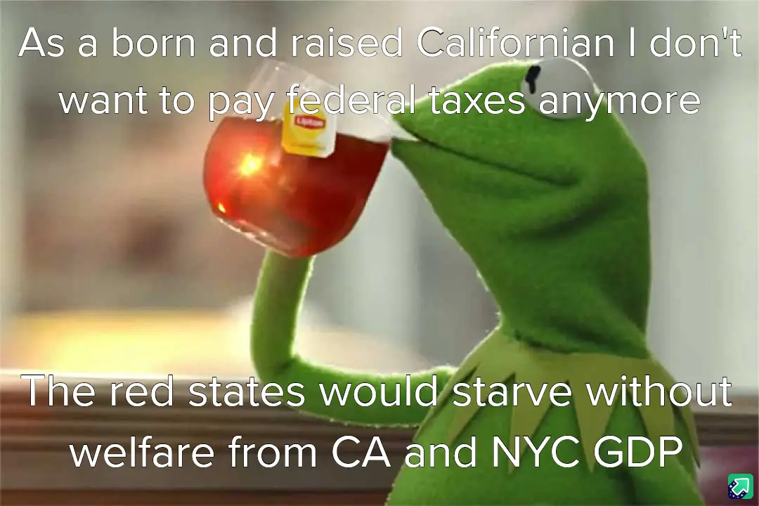 A green frog puppet, Kermit the Frog, is shown sipping from a glass of red tea with a tea bag tag visible. White text is…