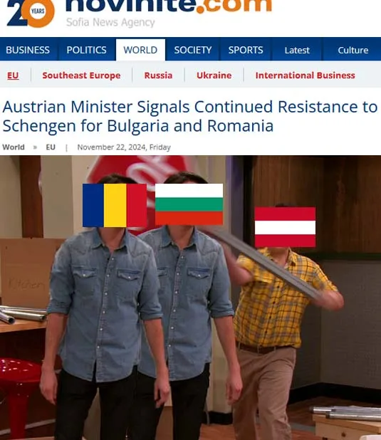 A screenshot of a news article from novinite.com with the headline 'Austrian Minister Signals Continued Resistance to…