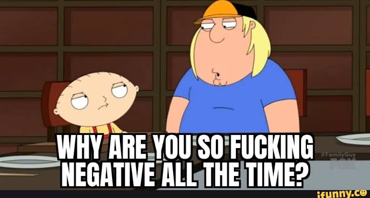 The image shows two characters from the animated TV show Family Guy: a small child with a bored expression sitting at a…