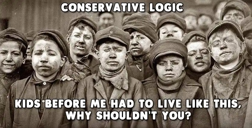 A black-and-white historical photograph shows a group of visibly malnourished, dirty, and weary children wearing caps and…