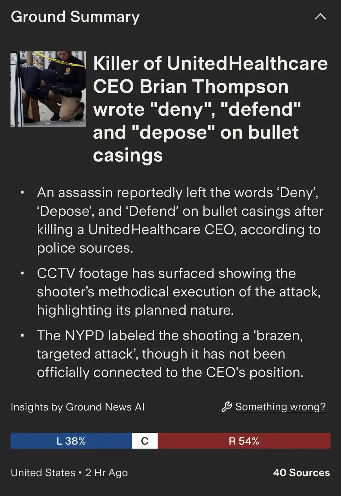 A screenshot of a news article summary shows a photo of police officers at a crime scene with yellow tape. The headline and…
