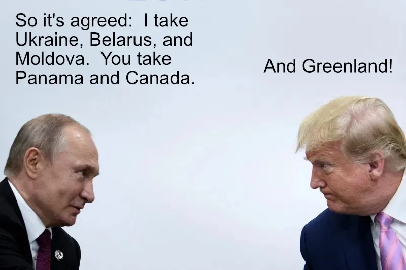 Two men in suits face each other against a plain background. The man on the left, with dark hair, has text above him reading…
