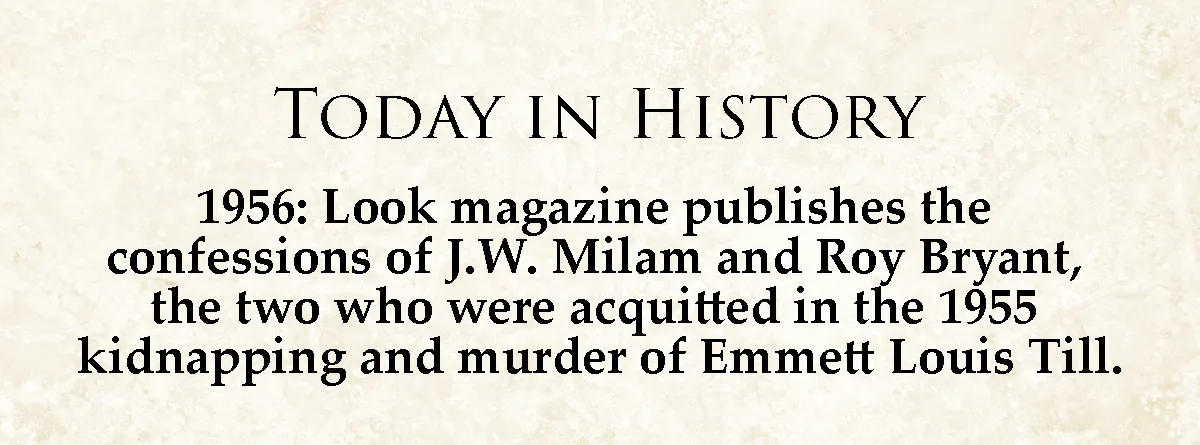 The image displays a beige, parchment-textured background with black serif text. The header reads 'TODAY IN HISTORY'…