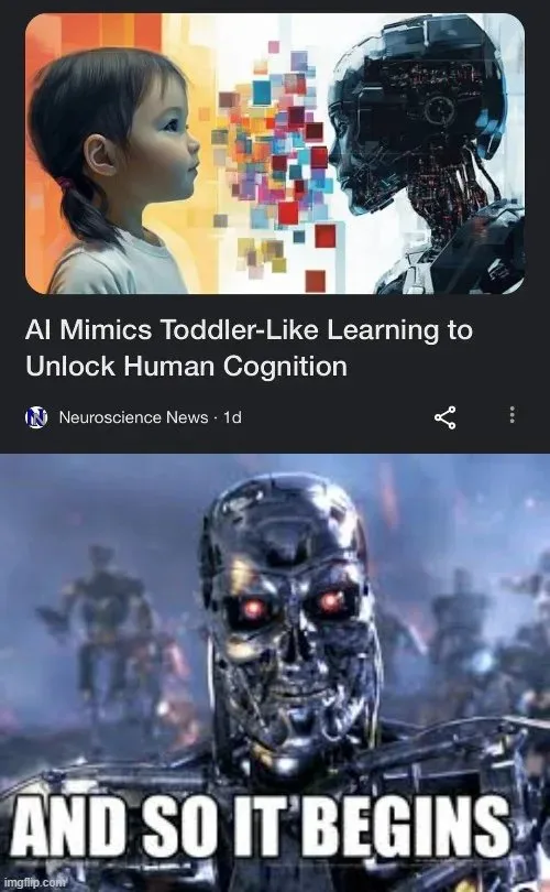 The top panel shows a young child looking at a robotic head with colorful pixelated squares between them, overlaid with the…