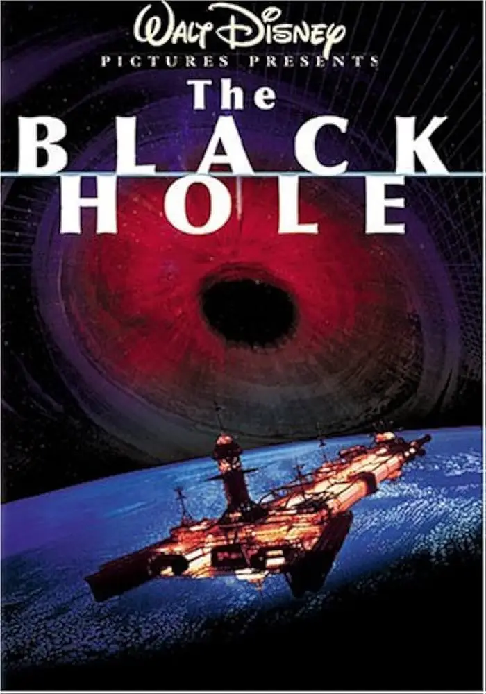 A movie poster parody showing a spaceship orbiting Earth with a giant black hole in the background, overlaid with the text…
