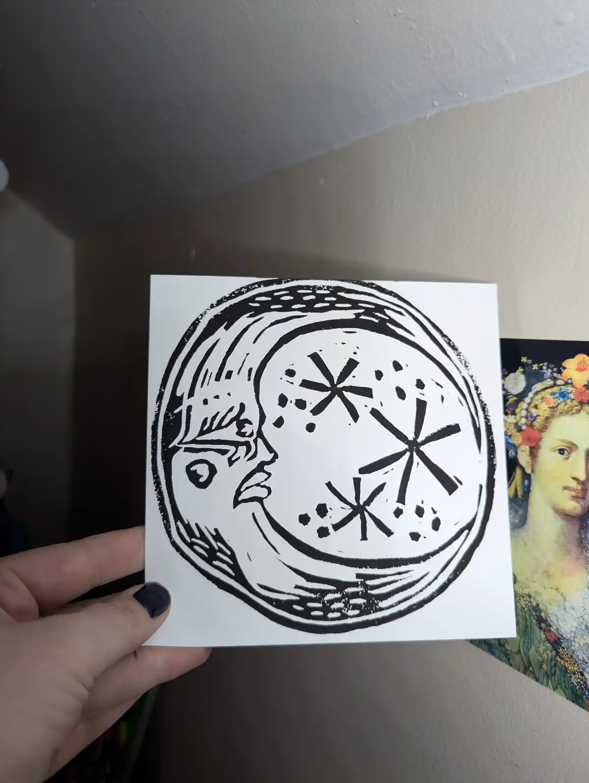 Artistic Moon Block Print