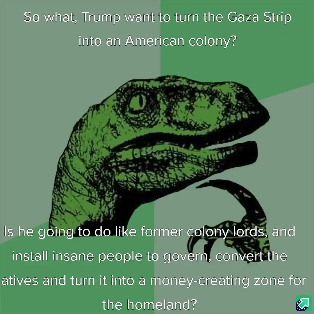 The image features the iconic 'Philosoraptor' meme template, a green, cartoonish dinosaur with a thoughtful expression and…