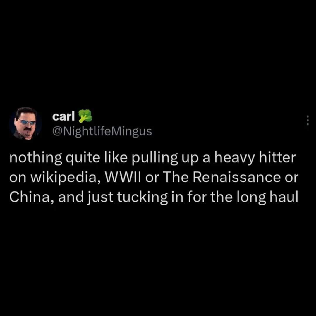A screenshot of a tweet from user 'carl broccoli' (@NightlifeMingus) with a profile picture of a man with glasses and a…