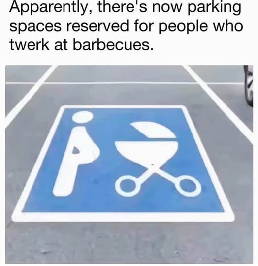 A photo of a blue and white painted parking space marked with a universal symbol for disabled parking, which shows a…