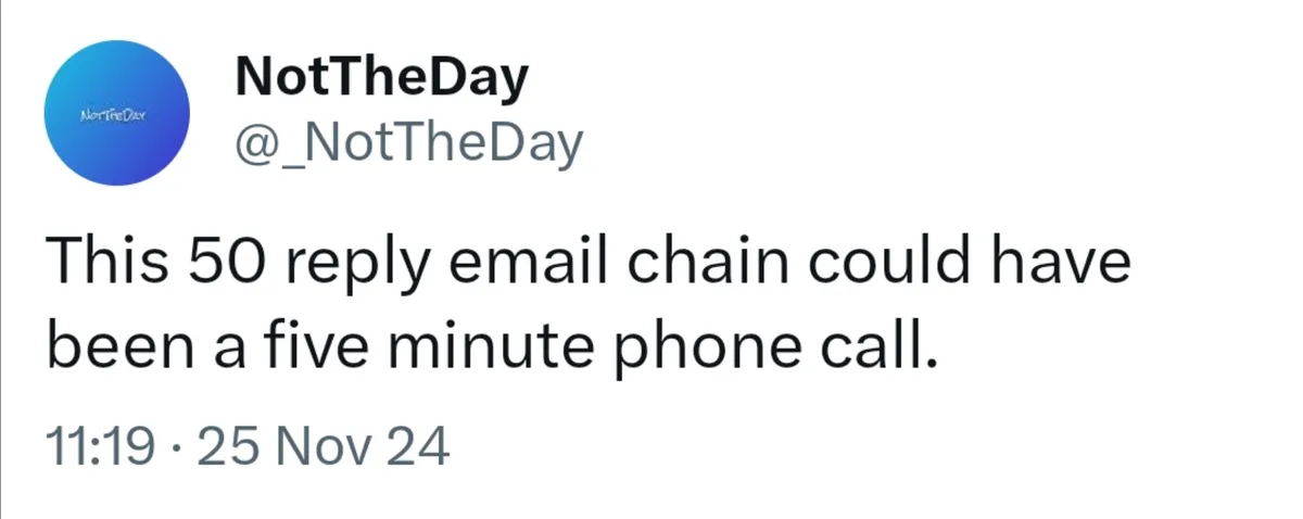 A screenshot of a Twitter post by user NotTheDay, whose profile picture is a blue gradient circle. The tweet text reads…
