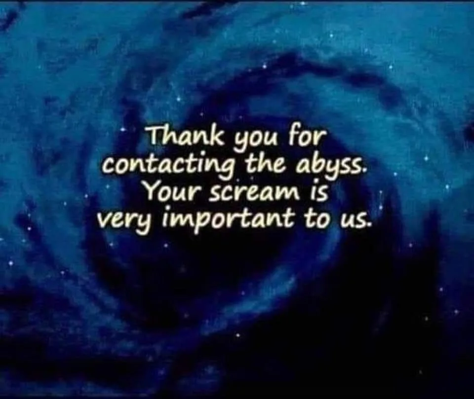 The image shows a dark, swirling cosmic vortex with stars scattered throughout, resembling a black hole or deep space…