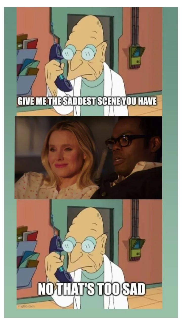 The meme features three panels: top and bottom show an animated bald man in a lab coat holding a phone, asking for the…