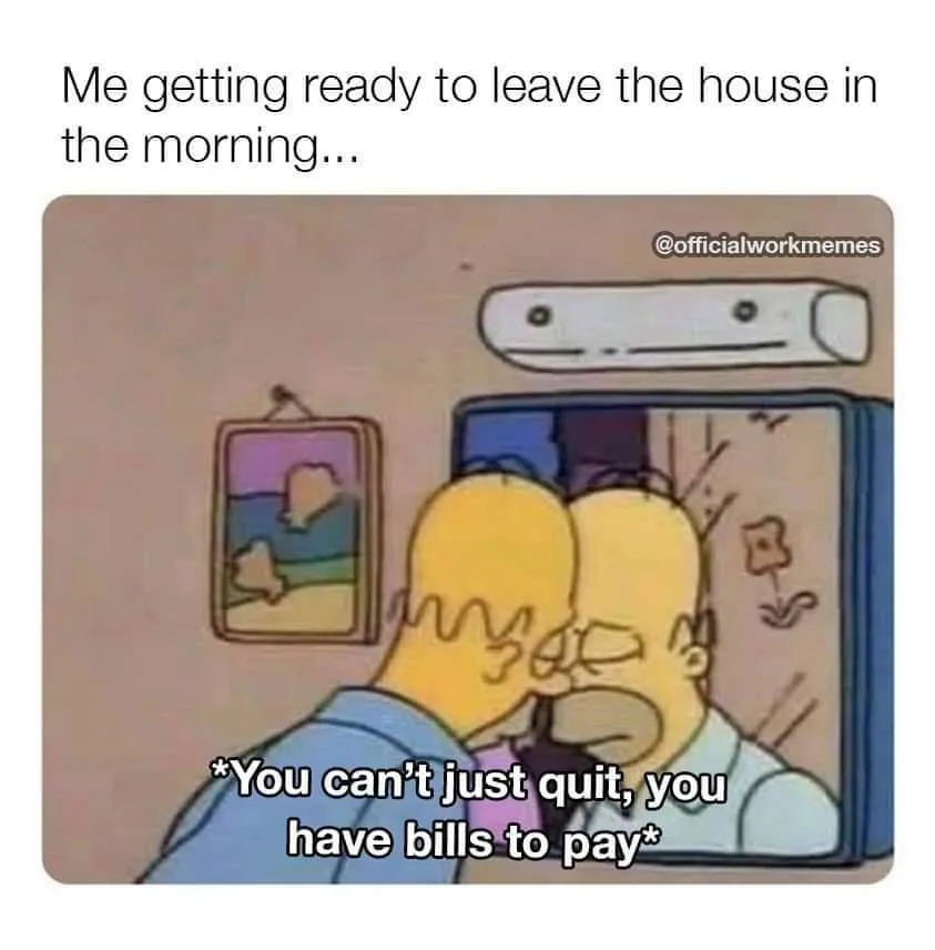 A cartoon image shows Homer Simpson looking at his own reflection in a mirror while getting ready to leave the house. His…