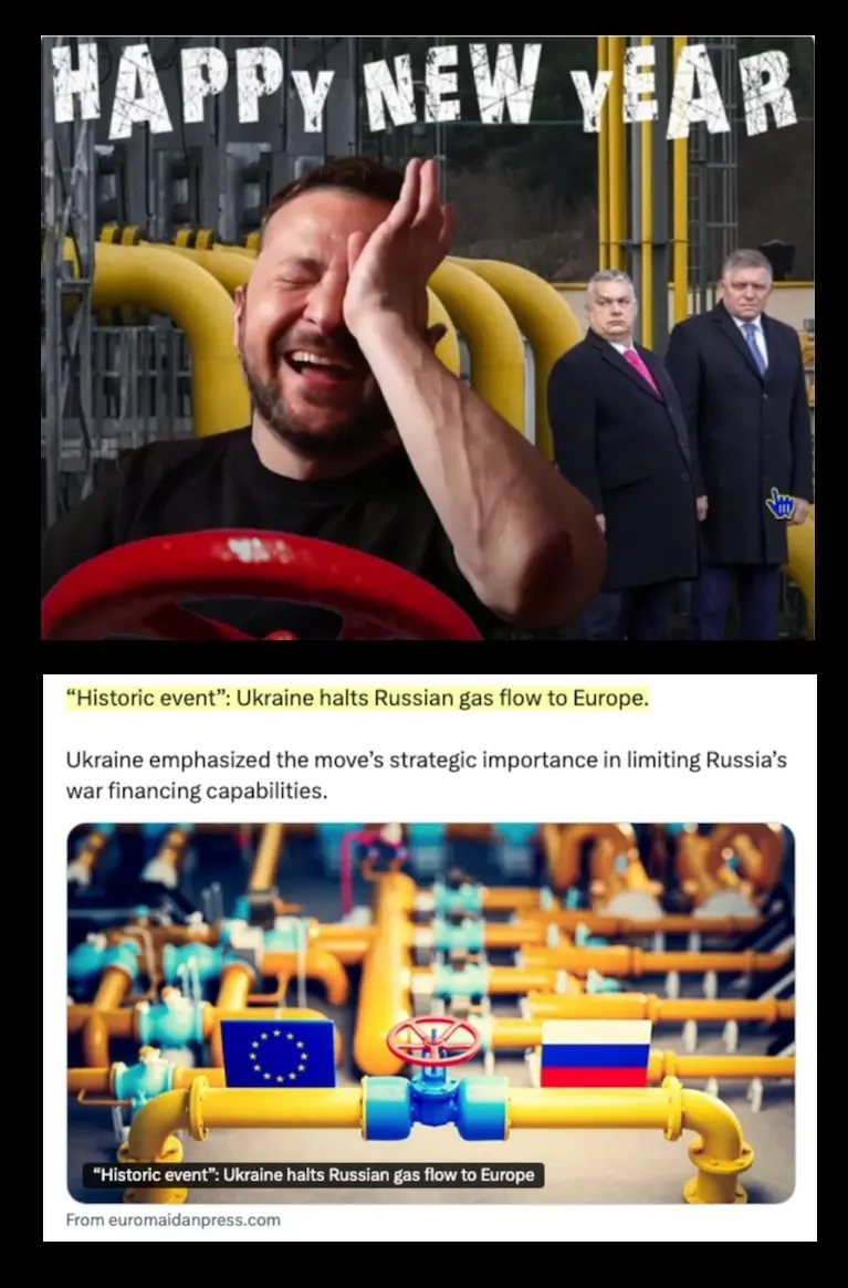 A man in a black shirt laughs while covering his face with his hand, standing in front of yellow gas pipes with two men in…