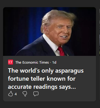 A screenshot of a social media post showing Donald Trump smiling, overlaid with text from 'The Economic Times' that reads…