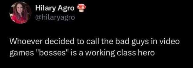 A screenshot of a tweet by Hilary Agro showing her profile picture and handle, with white text on a black background…