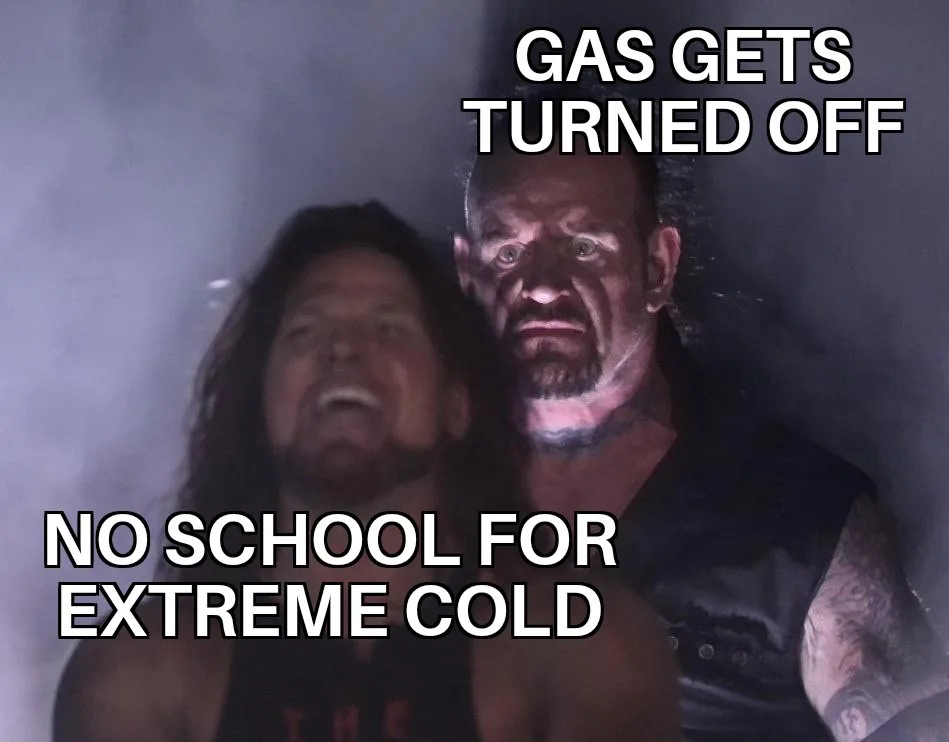 Two men in a smoky, dimly lit setting, one with a terrified expression and the other laughing. The text reads 'GAS GETS…