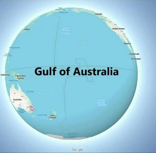 A Google Earth-style globe image showing Australia and surrounding regions, with the text 'Gulf of Australia' overlaid in…