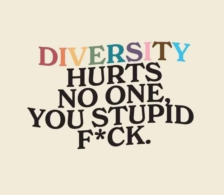 The image displays bold text on a beige background. The word 'DIVERSITY' is in rainbow-colored letters, while the rest of…
