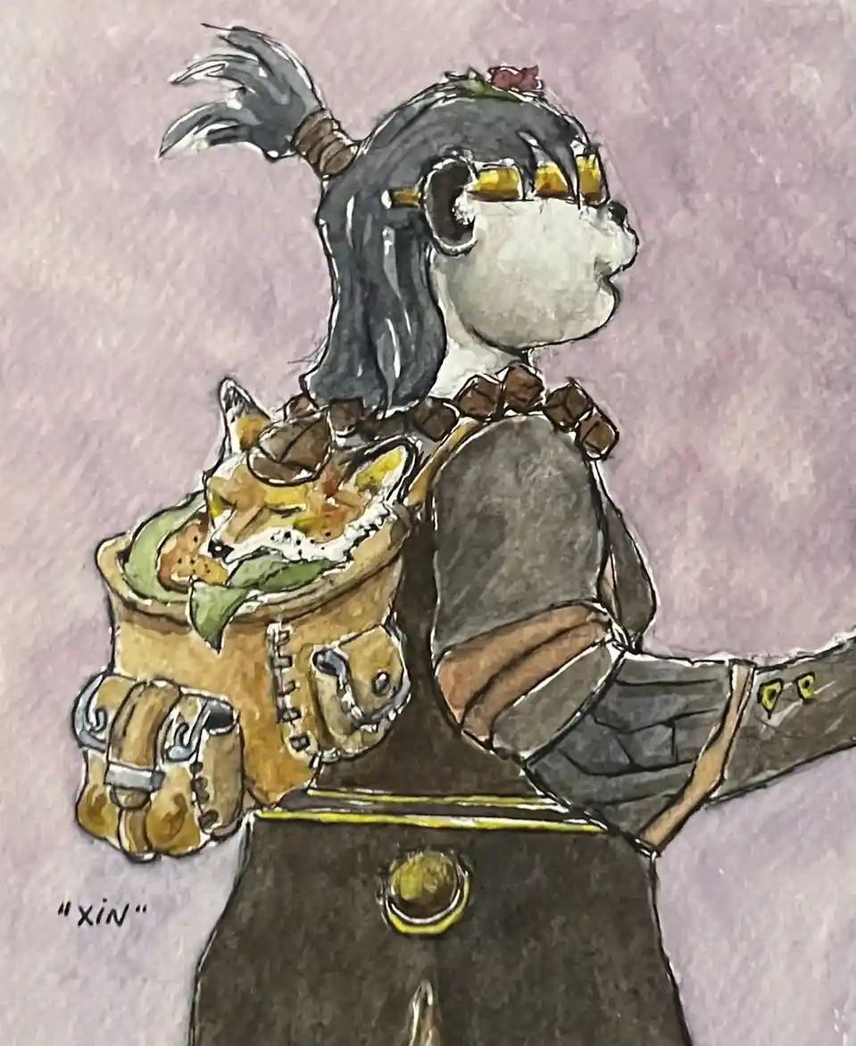 A watercolor-style illustration shows an anthropomorphic animal character with dark hair in a ponytail, wearing goggles and…
