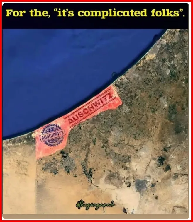 An aerial satellite image shows a red rectangular area labeled "AUSCHWITZ" with a circular stamp-like logo also reading…
