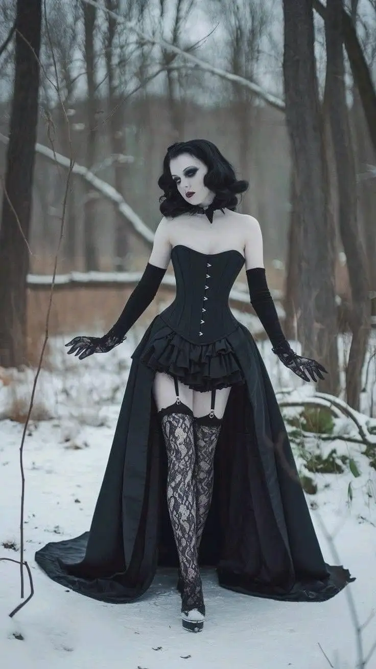 Admiring Her Stylish Stockings