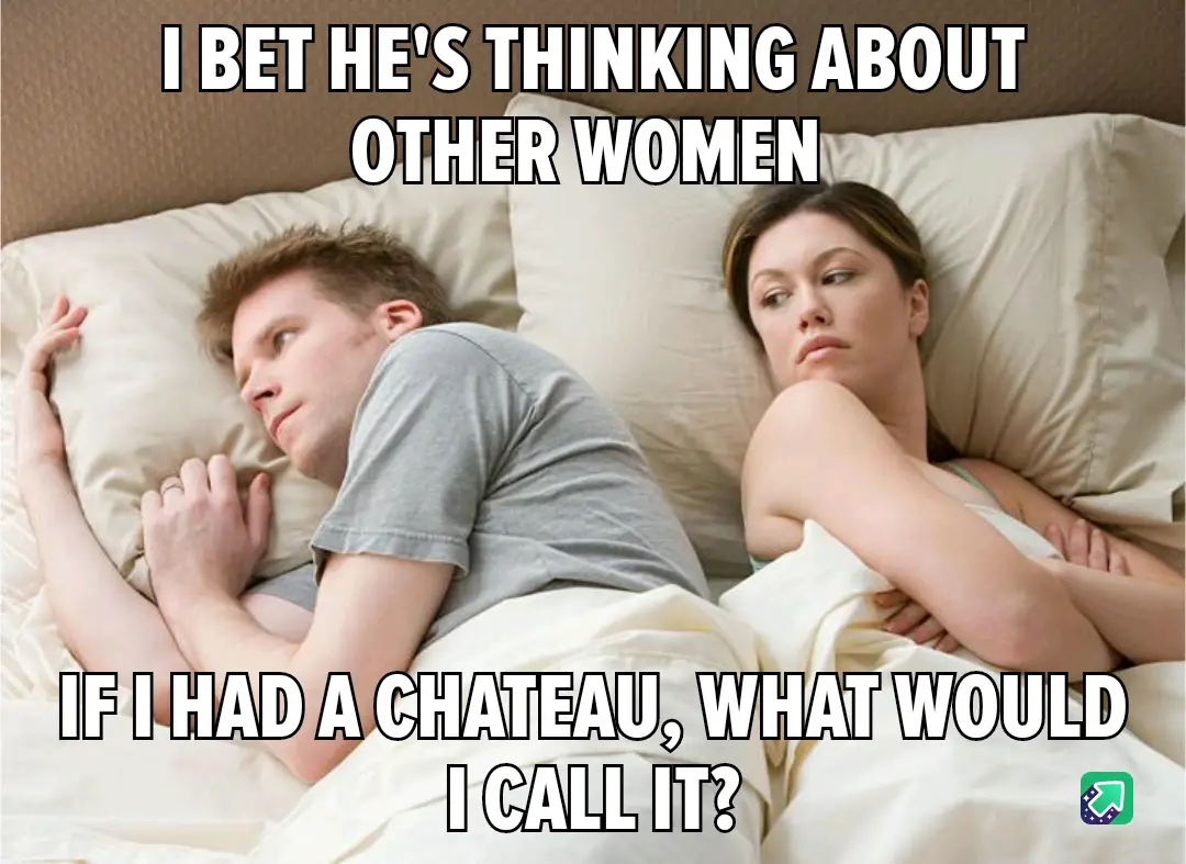 A man and woman lie in bed, facing away from each other, suggesting marital tension. The woman appears upset and skeptical…