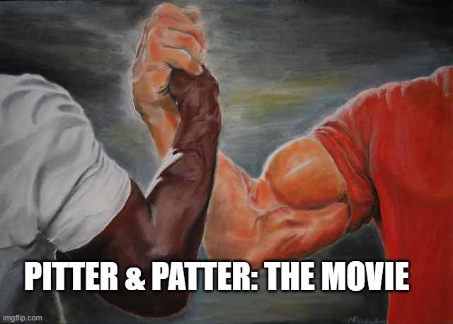 Two muscular arms locked in an arm wrestling match, one wearing a white shirt and the other a red shirt, with the text…