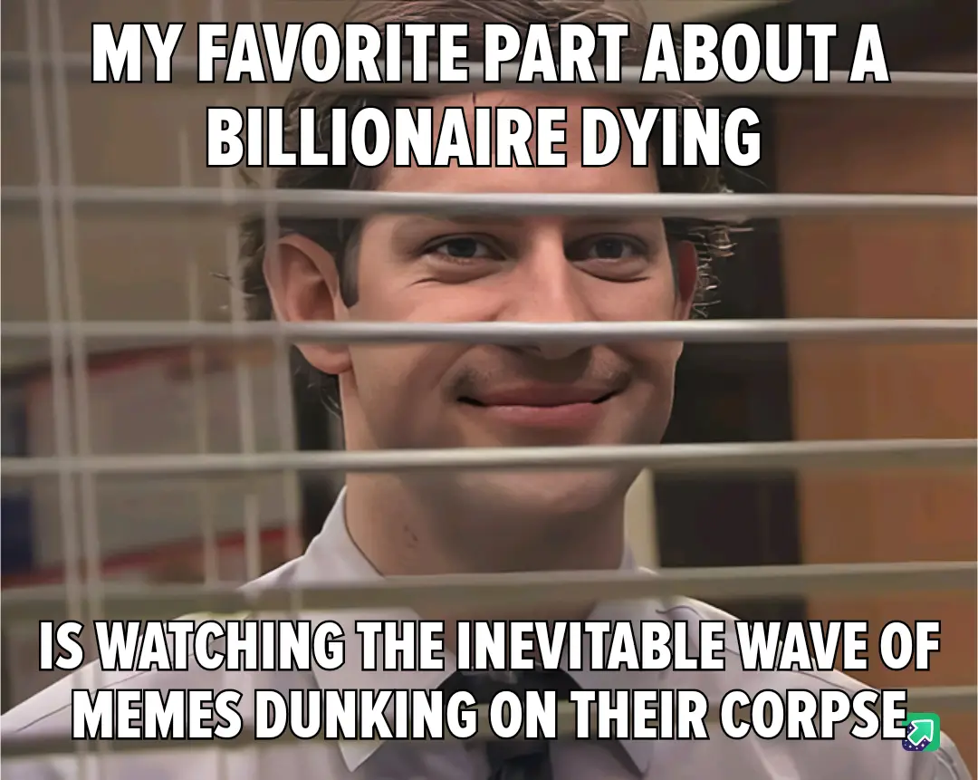 A man in a white shirt and tie smiles through office blinds, with bold white text overlaid that reads 'MY FAVORITE PART…