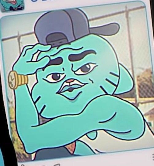 a teal cartoon cat wearing a backward cap and a gold watch, looking frustrated while holding his head with one hand and…