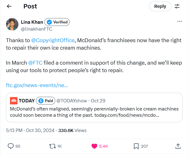 What has Biden and Harris done for you? They fixed the McDonald's coffee machines, that's what!