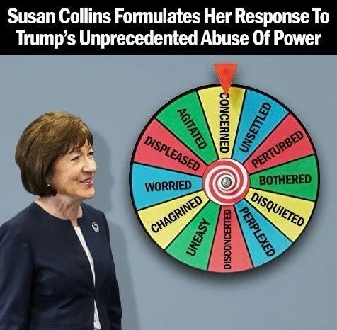 A woman with short brown hair, wearing a dark blue suit, smiles while looking at a colorful spinning wheel labeled with…