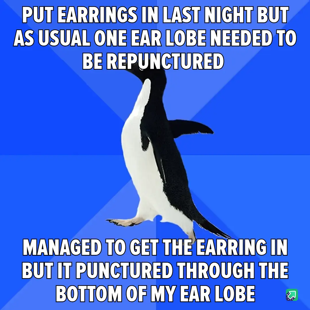 A black-and-white penguin stands upright against a blue background with diagonal lines. White bold text at the top reads…