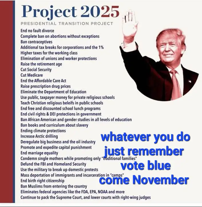 An image titled 'Project 2025 Presidential Transition Project' lists numerous conservative policy proposals, including…