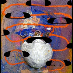 A six-panel image sequence shows a person wearing a white face mask, with their eyes visible above the mask. The background…
