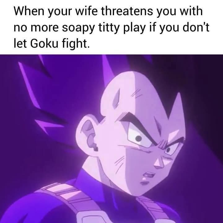 The image shows a close-up of the anime character Vegeta with a furious, intense expression, his eyes narrowed and mouth…